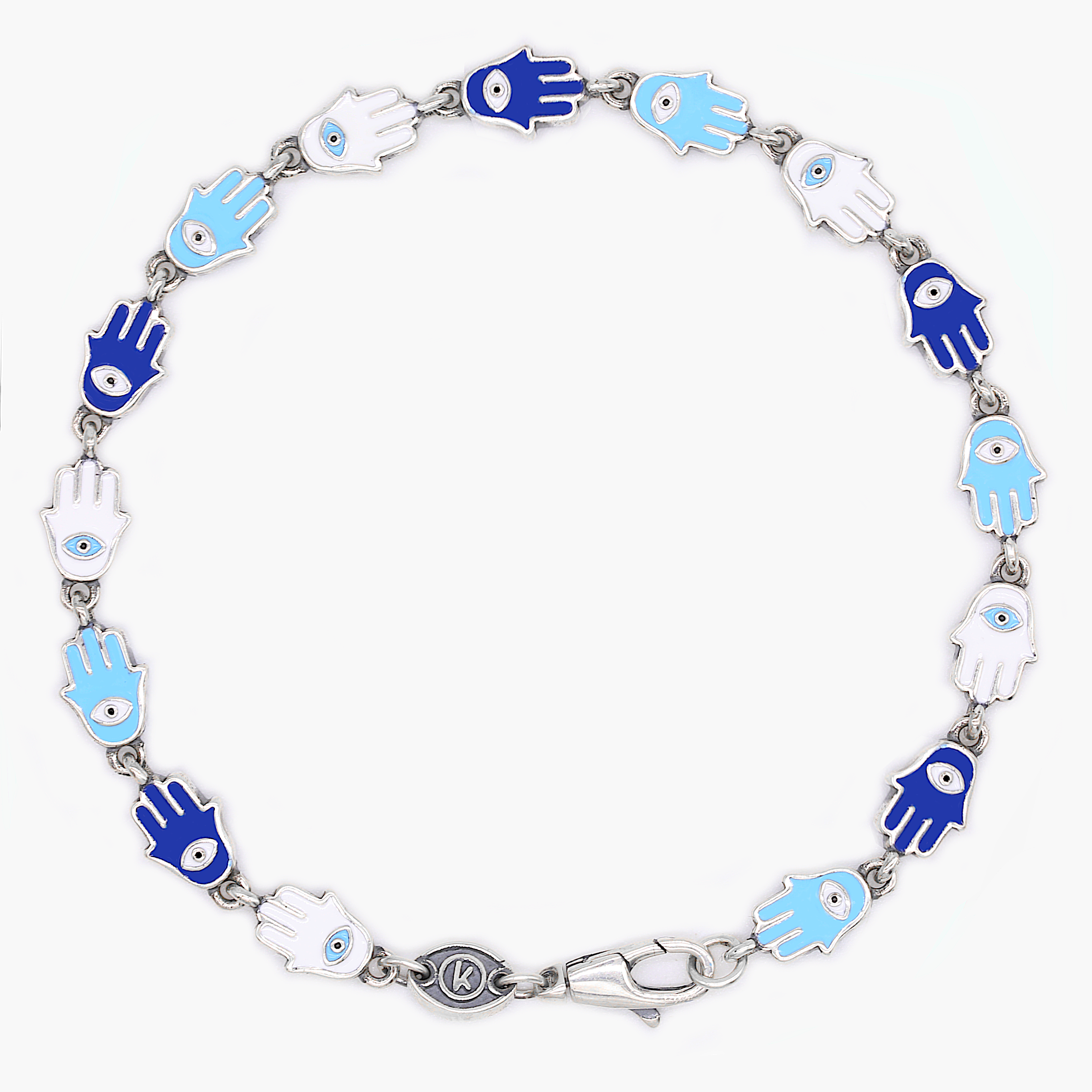 Multi Hamsa Charms Sterling Silver Bracelet-Bracelet-Kompsós