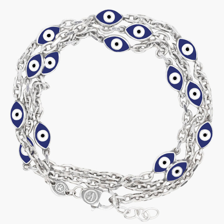 Multi Laps Evil Eye Sterling Silver Chain Bracelet-Bracelet-Kompsós