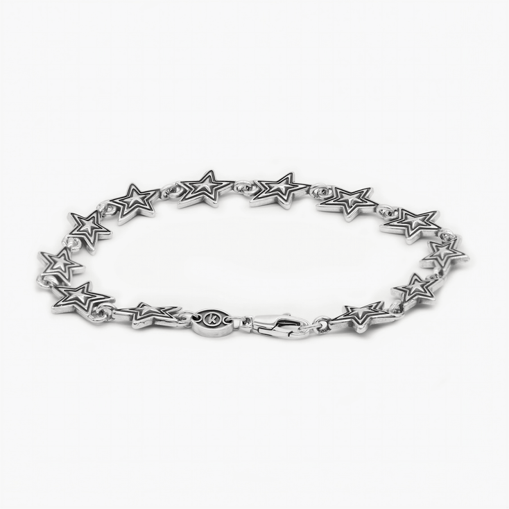 Multi Shooting Star Sterling Silver Chain Bracelet-Bracelet-Kompsós