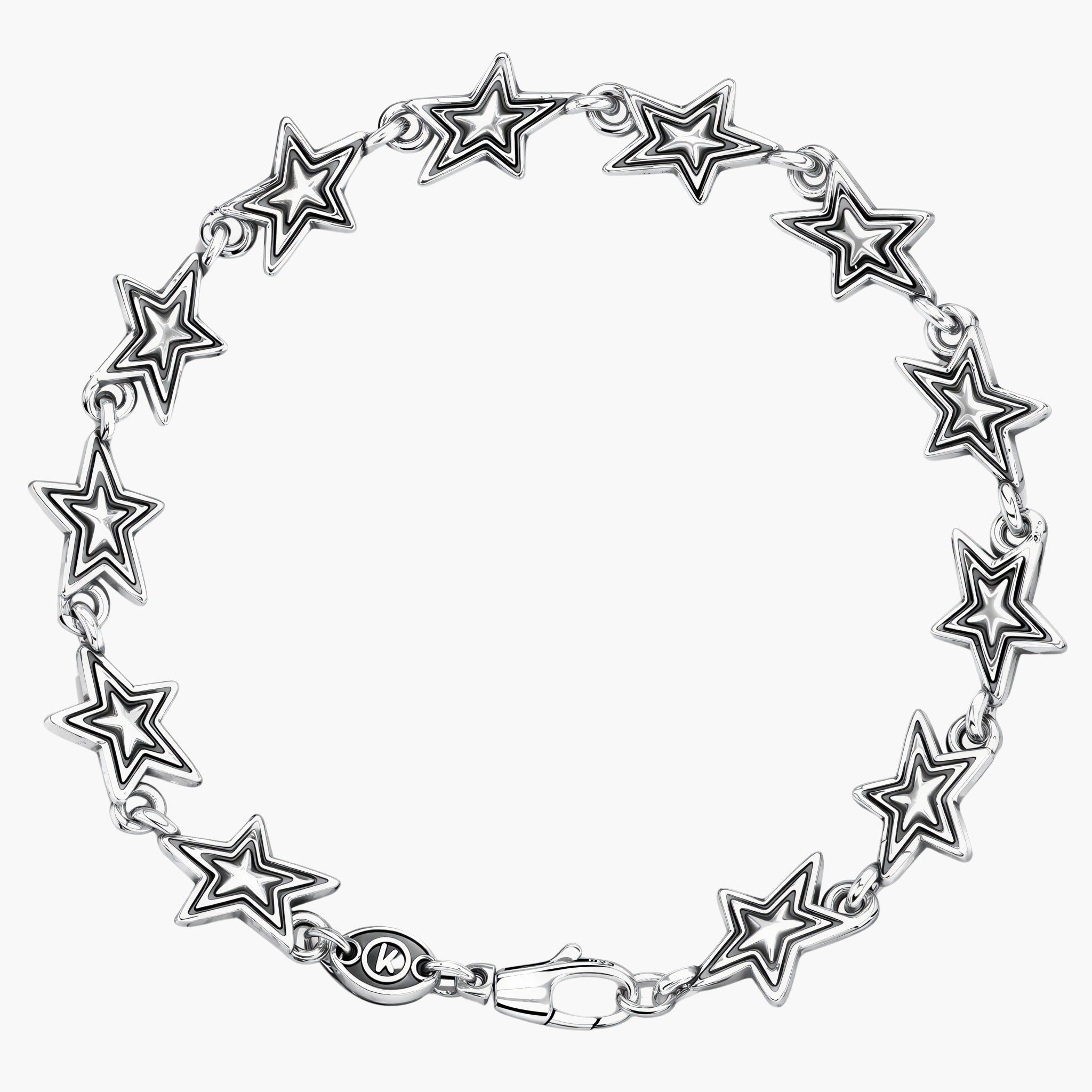 Multi Shooting Star Sterling Silver Chain Bracelet-Bracelet-Kompsós