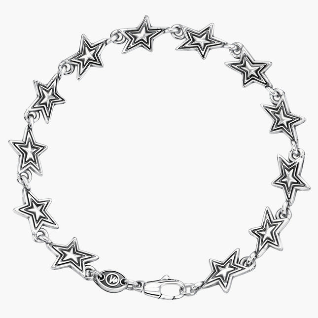 Multi Shooting Star Sterling Silver Chain Bracelet-Bracelet-Kompsós