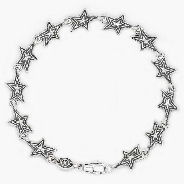 Multi Shooting Star Sterling Silver Chain Bracelet-Bracelet-Kompsós