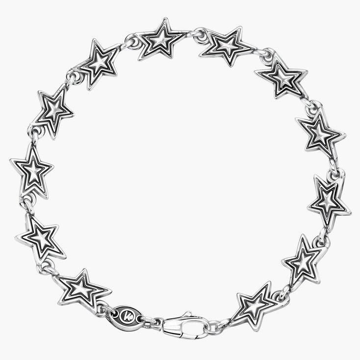 Multi Shooting Star Sterling Silver Chain Bracelet-Bracelet-Kompsós