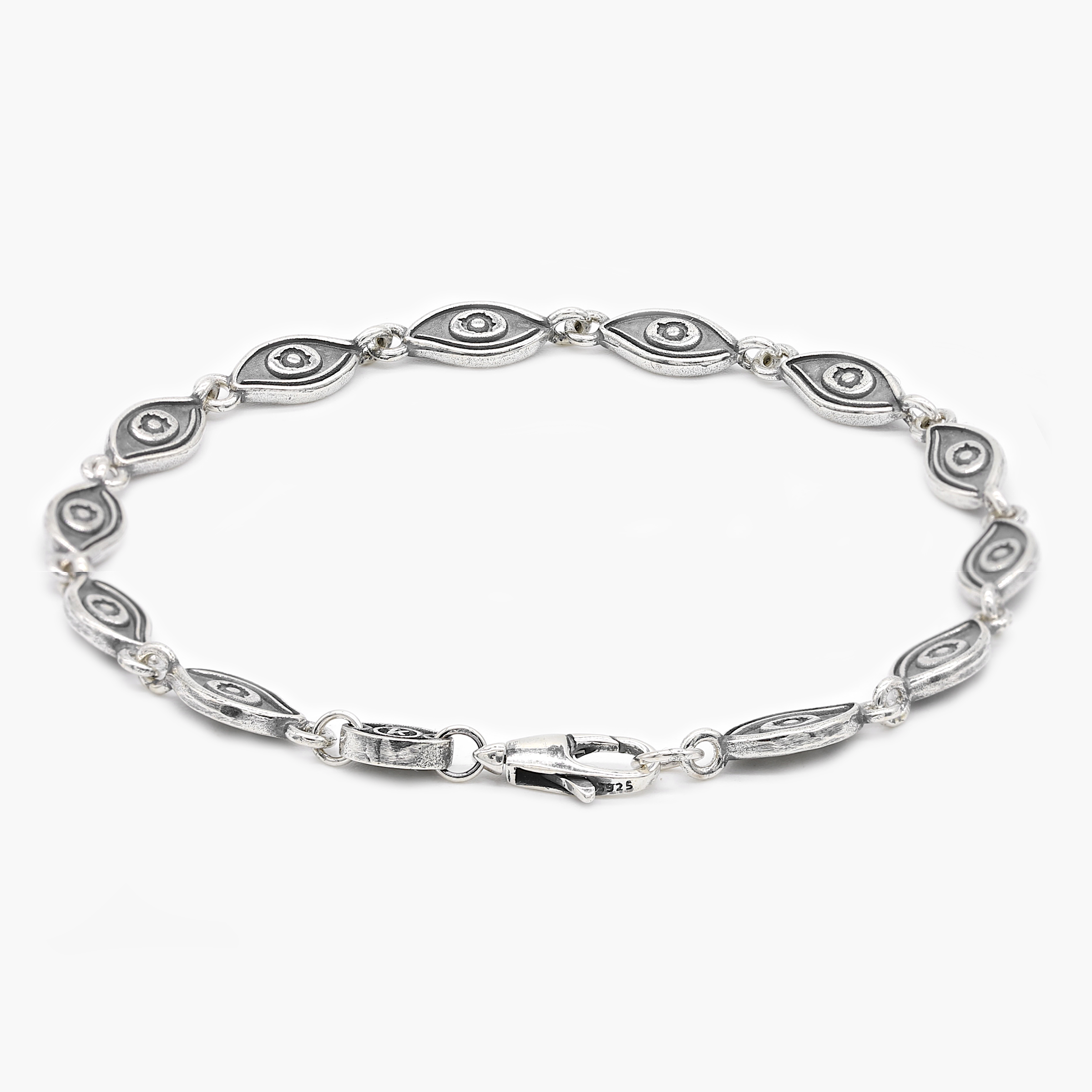 Multi Sterling Silver Evil Eye Bracelet-Bracelet-Kompsós