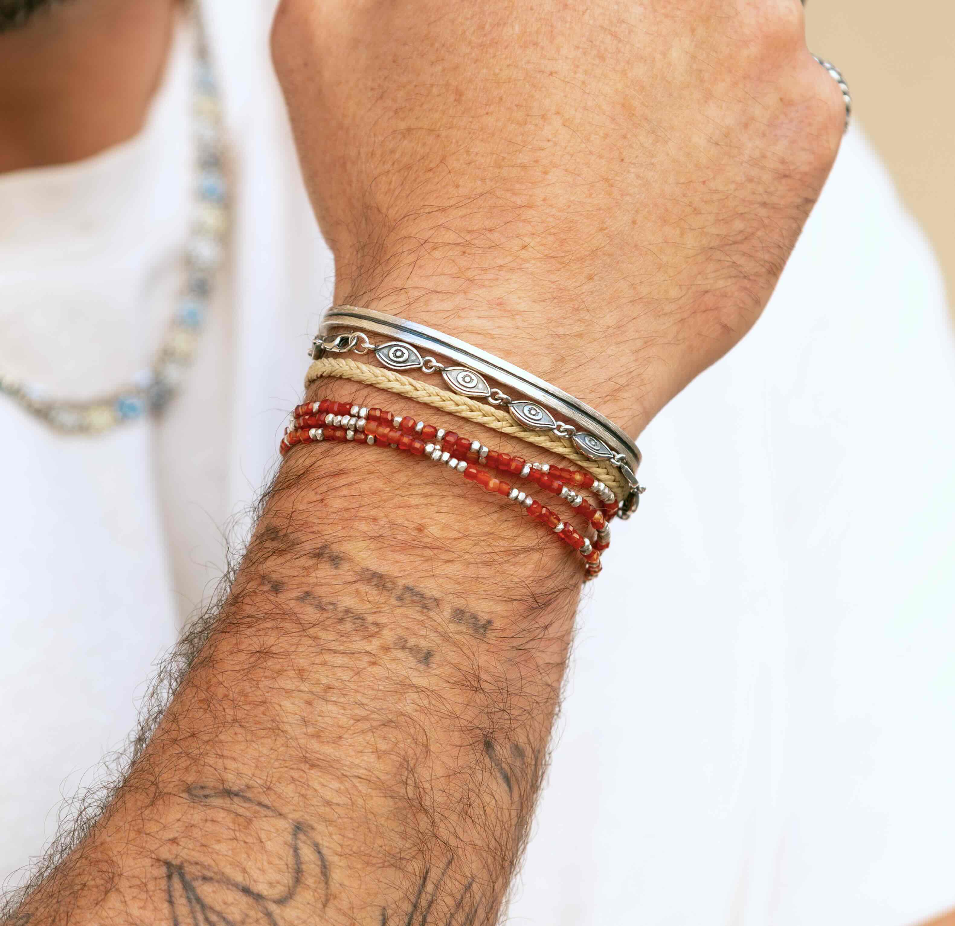 Multi Sterling Silver Evil Eye Bracelet-Bracelet-Kompsós