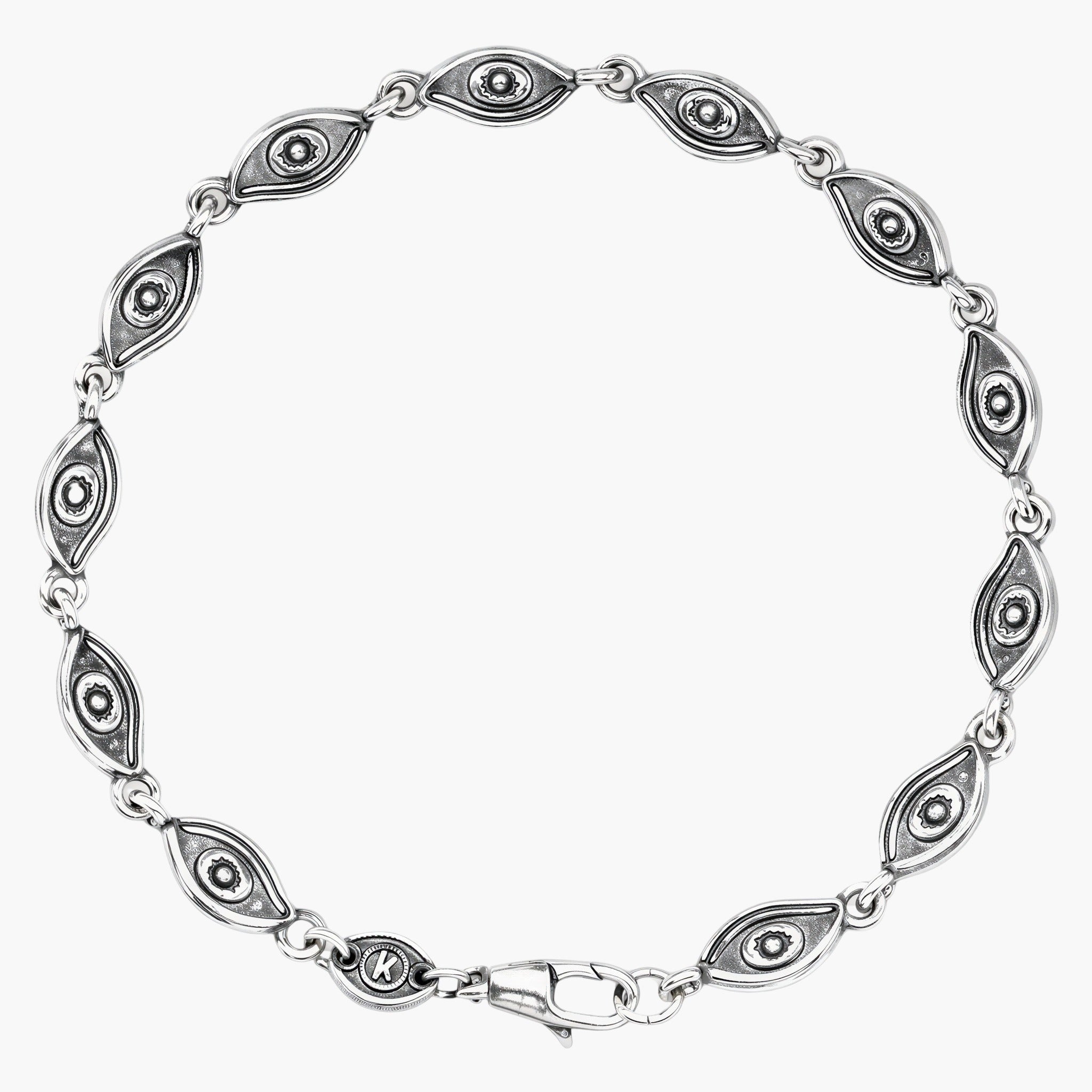 Multi Sterling Silver Evil Eye Bracelet-Bracelet-Kompsós