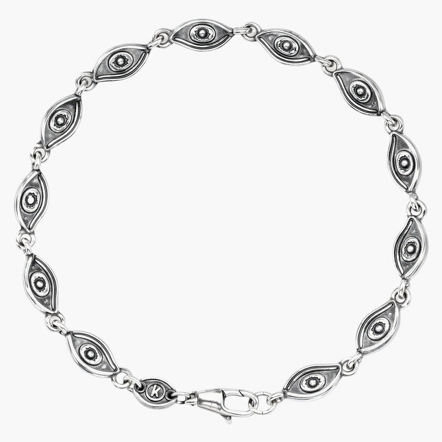 Multi Sterling Silver Evil Eye Bracelet-Bracelet-Kompsós