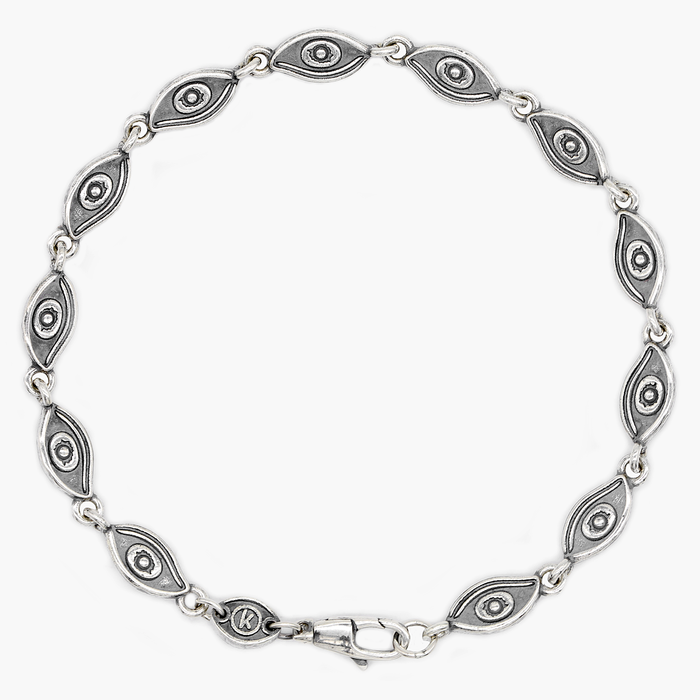 Multi Sterling Silver Evil Eye Bracelet-Bracelet-Kompsós