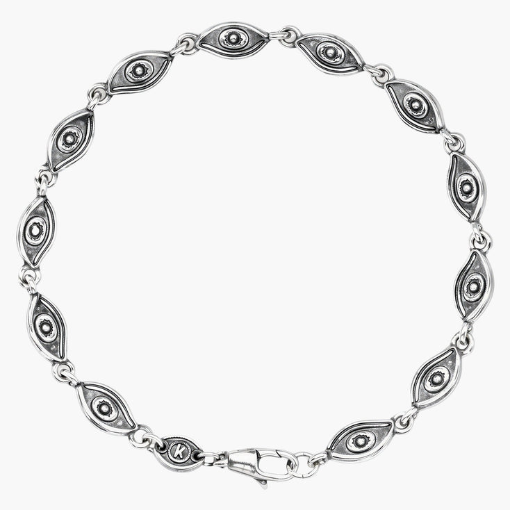 Multi Sterling Silver Evil Eye Bracelet-Bracelet-Kompsós