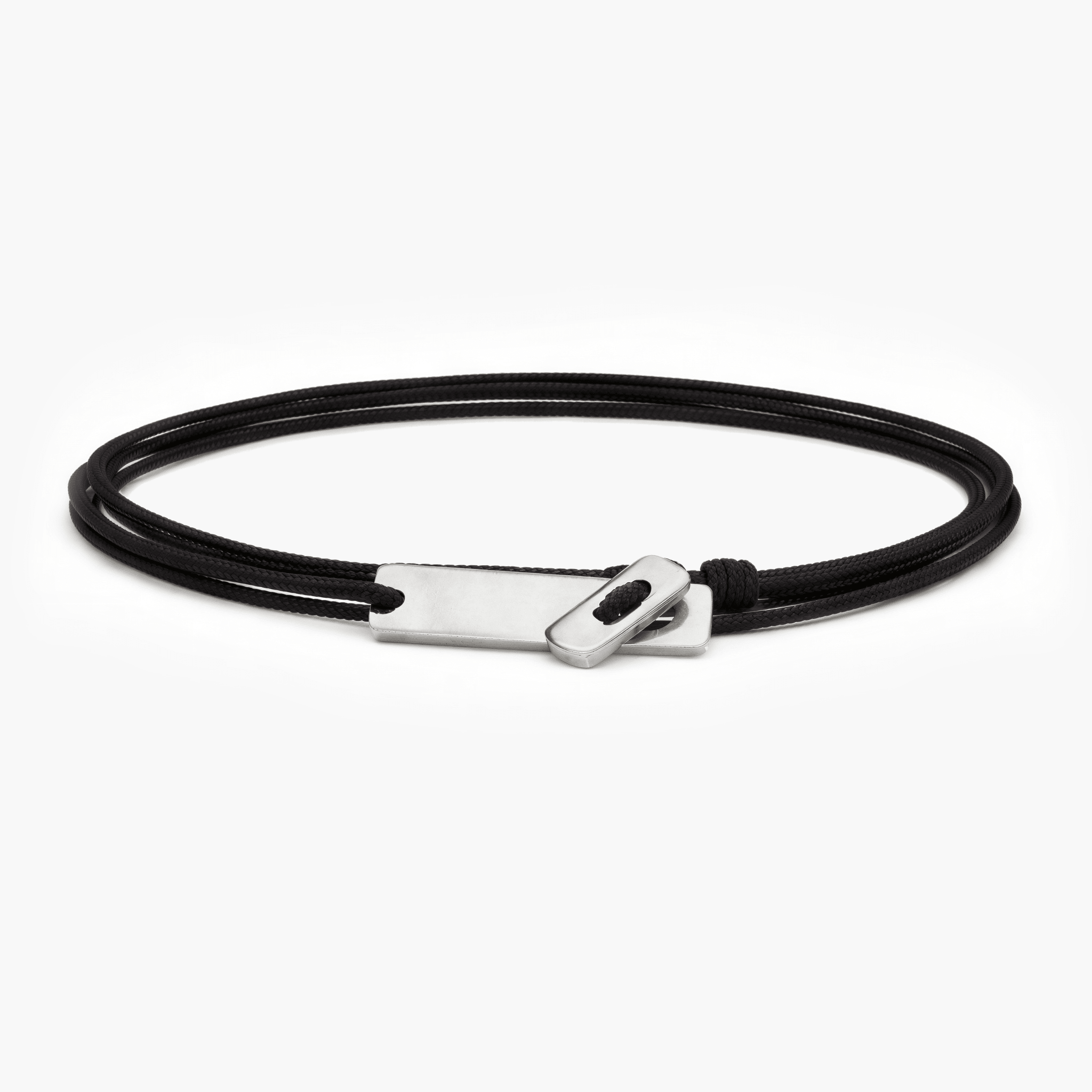 Multi Wraps String Bracelet With Silver Clasp (Black)-Bracelet-Kompsós