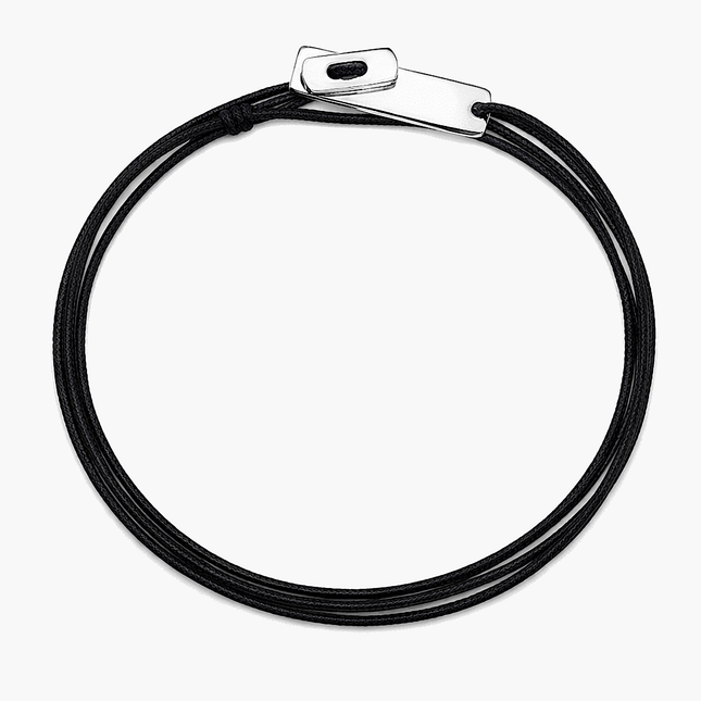 Multi Wraps String Bracelet With Silver Clasp (Black)-Bracelet-Kompsós