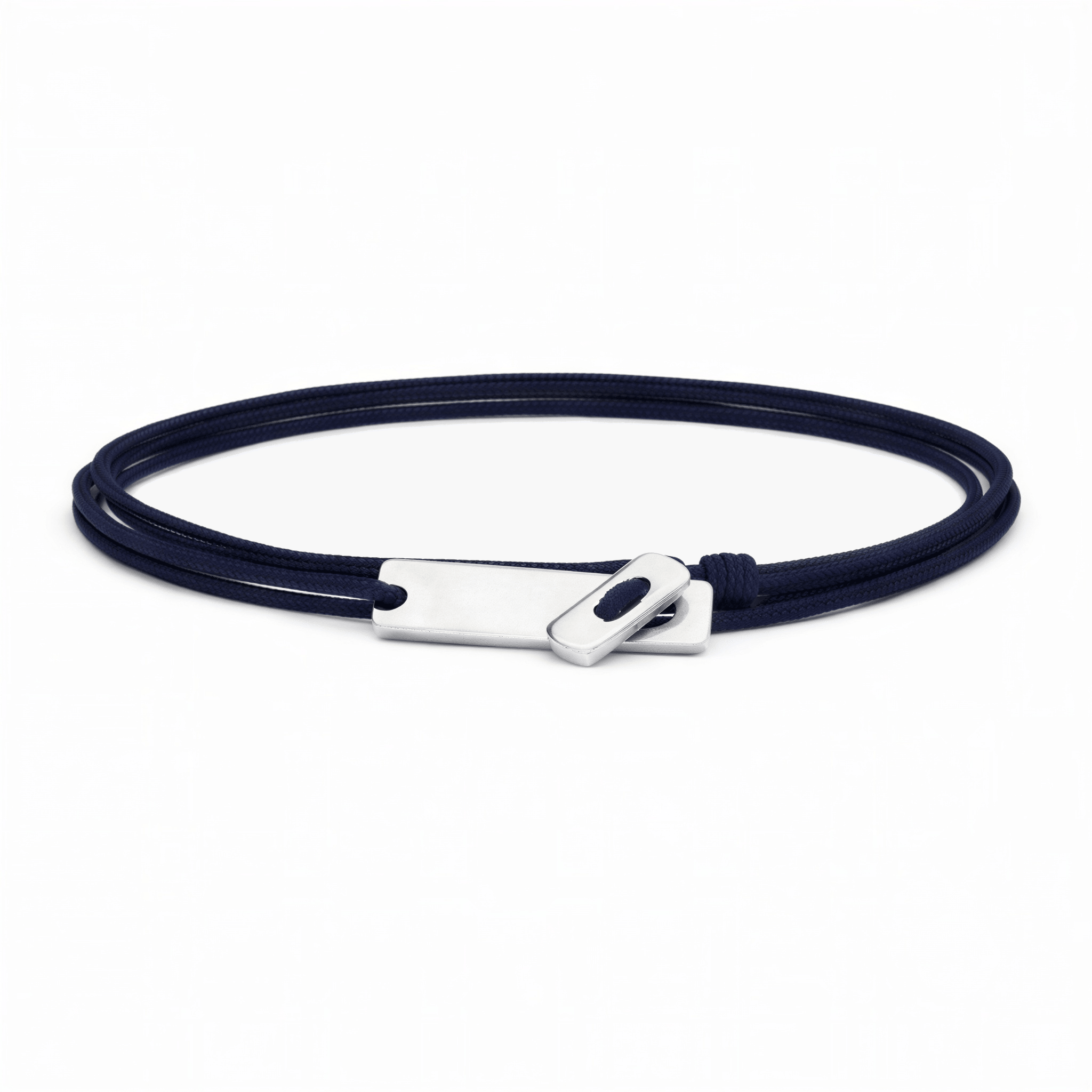 Multi Wraps String Bracelet With Silver Clasp (Navy Blue)-Bracelet-Kompsós
