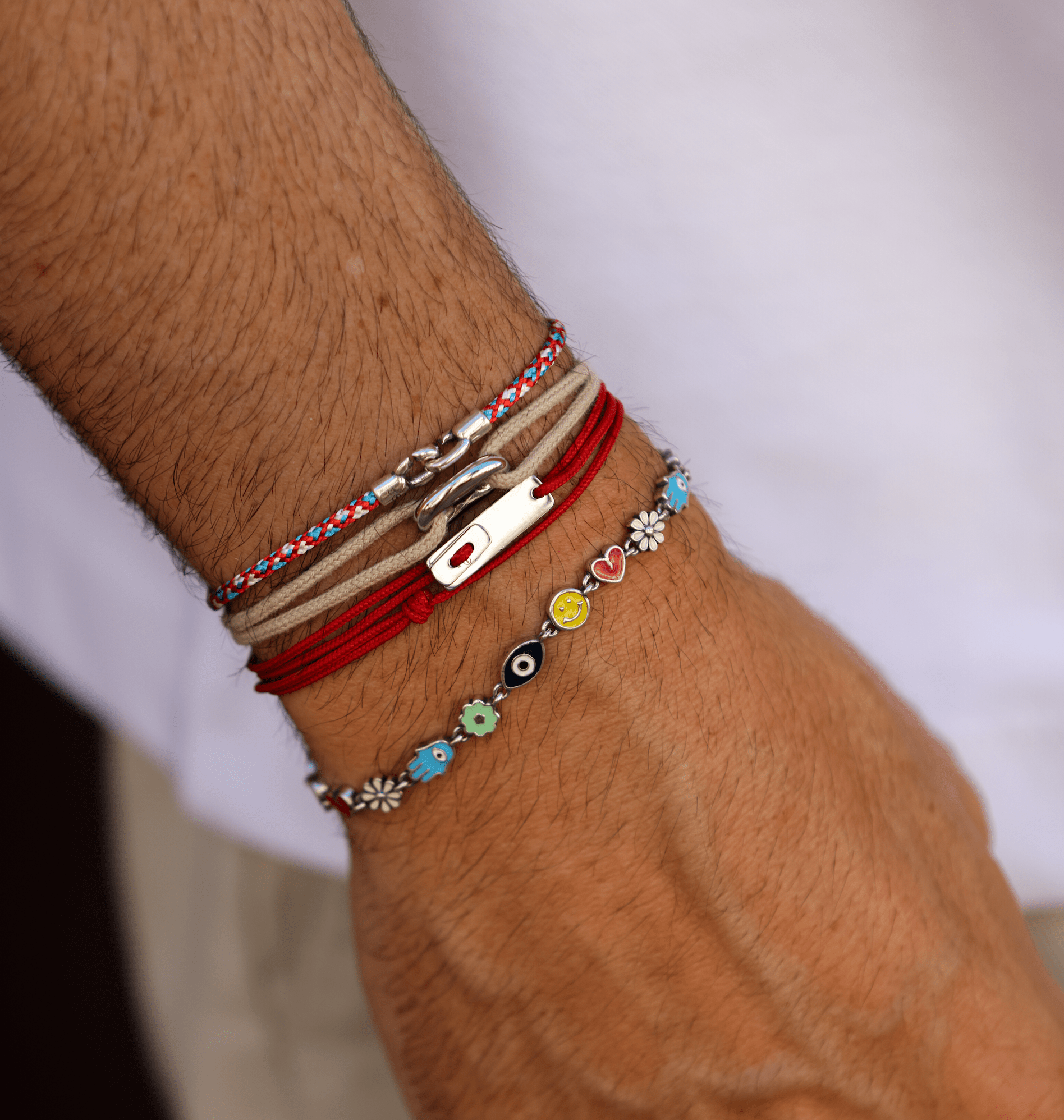 Multi Wraps String Bracelet With Silver Clasp (Navy Blue)-Bracelet-Kompsós