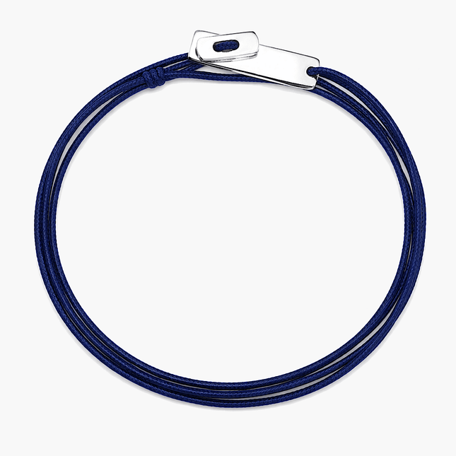 Multi Wraps String Bracelet With Silver Clasp (Navy Blue)-Bracelet-Kompsós