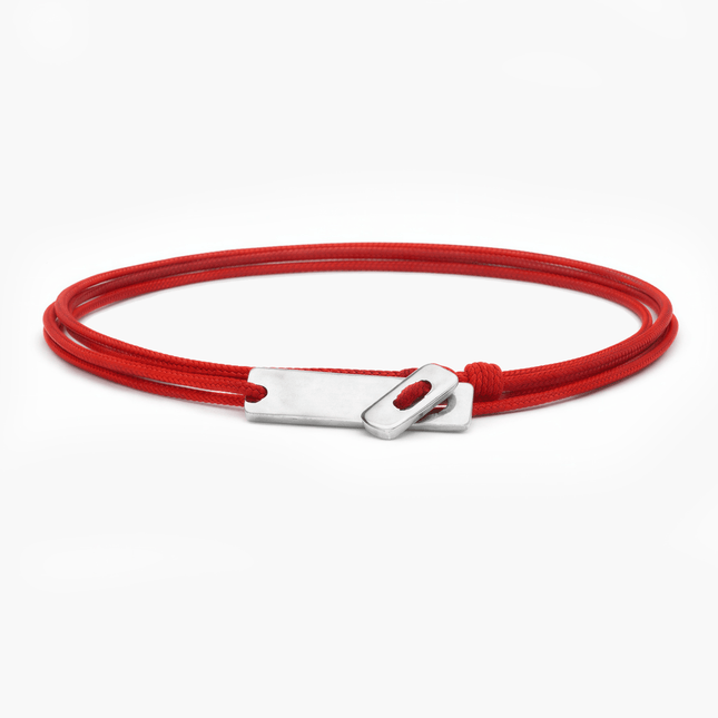 Multi Wraps String Bracelet With Silver Clasp (Red)-Bracelet-Kompsós