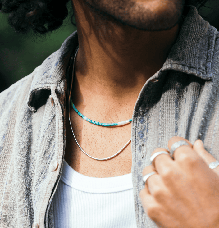 Necklace With Arizona Turquoise Beads-Necklace-Kompsós
