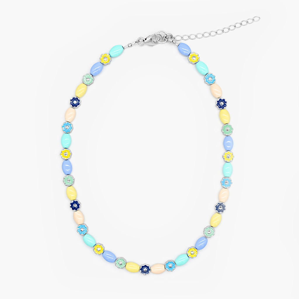 Necklace With Enamelled Charms And Assorted Pastel Beads-Necklace-Kompsós