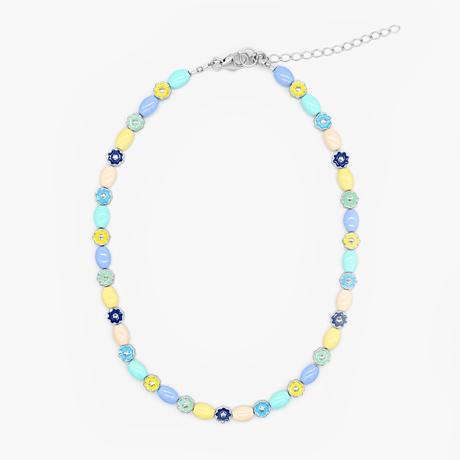 Necklace With Enamelled Charms And Assorted Pastel Beads-Necklace-Kompsós
