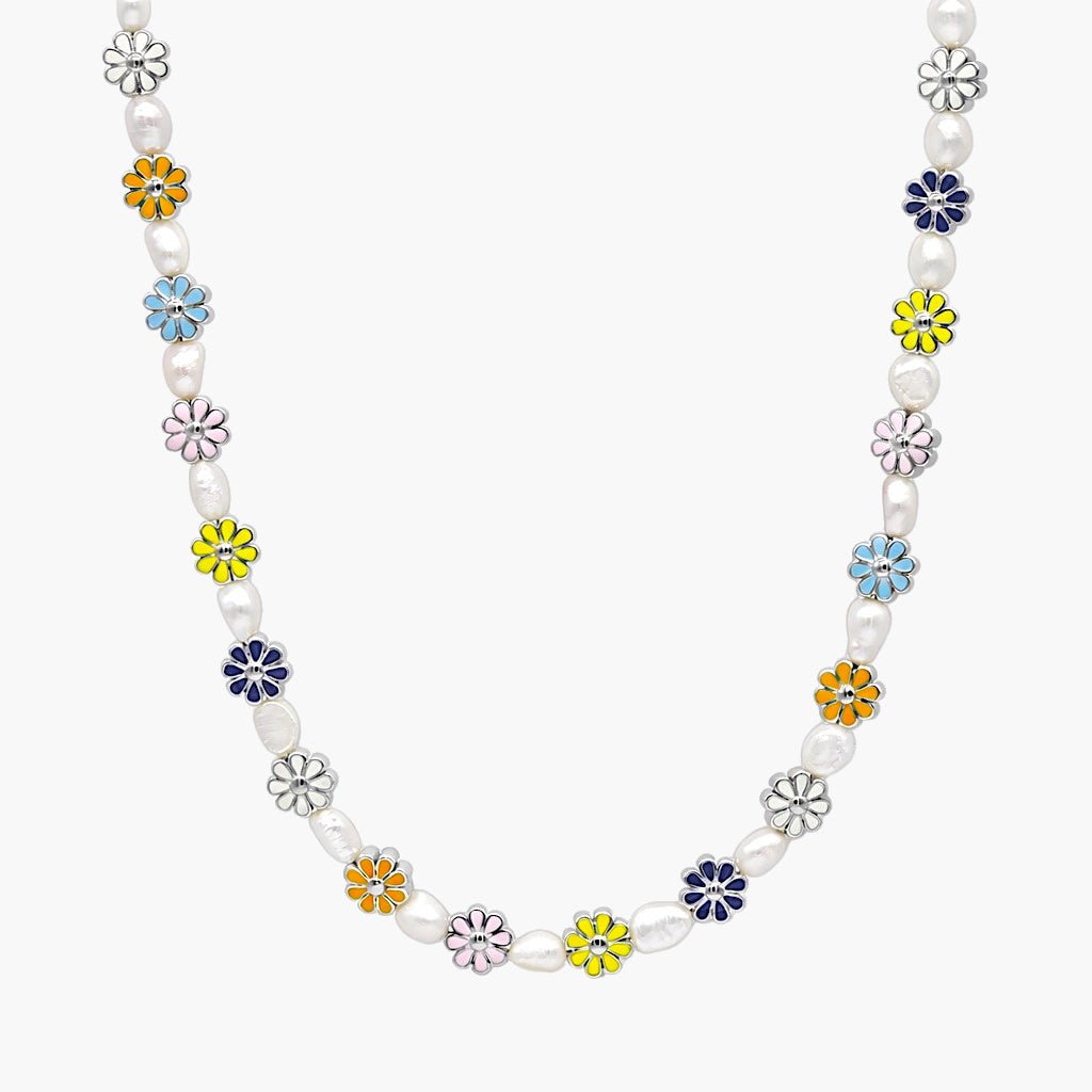 Necklace With Enamelled Charms And Freshwater Pearls-Necklace-Kompsós