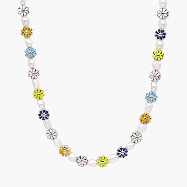 Necklace With Enamelled Charms And Freshwater Pearls-Necklace-Kompsós