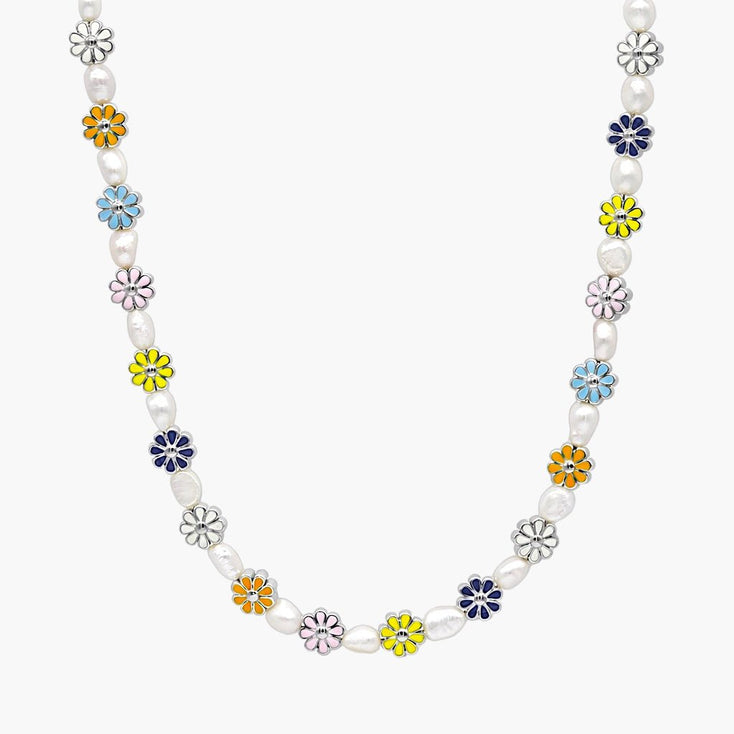 Necklace With Enamelled Charms And Freshwater Pearls-Necklace-Kompsós