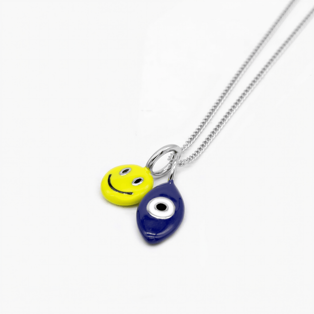 Necklace With Hand Painted Evil Eye And Smiley-Necklace-Kompsós