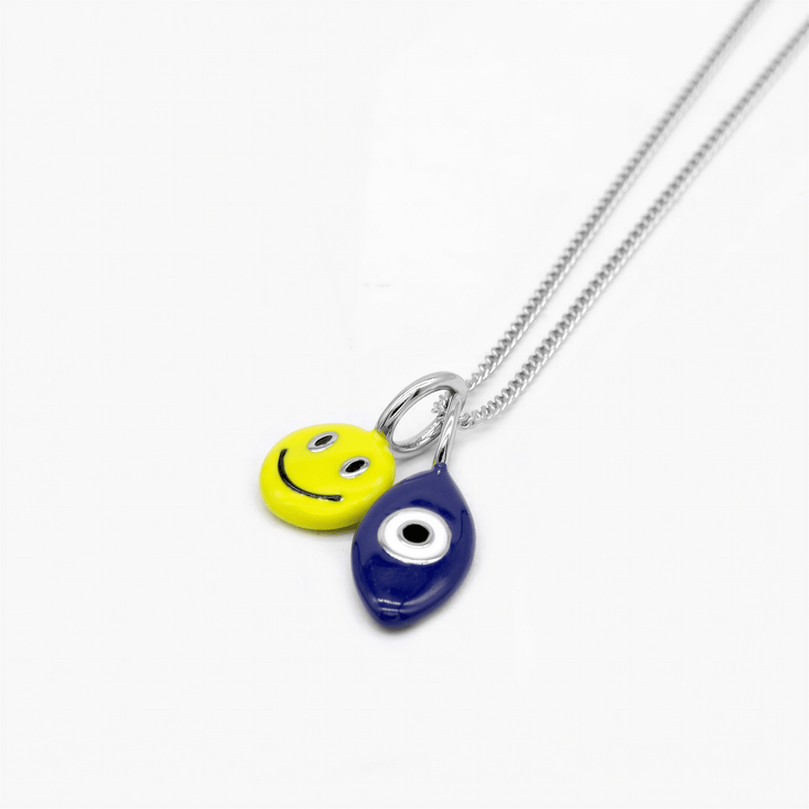 Necklace With Hand Painted Evil Eye And Smiley-Necklace-Kompsós