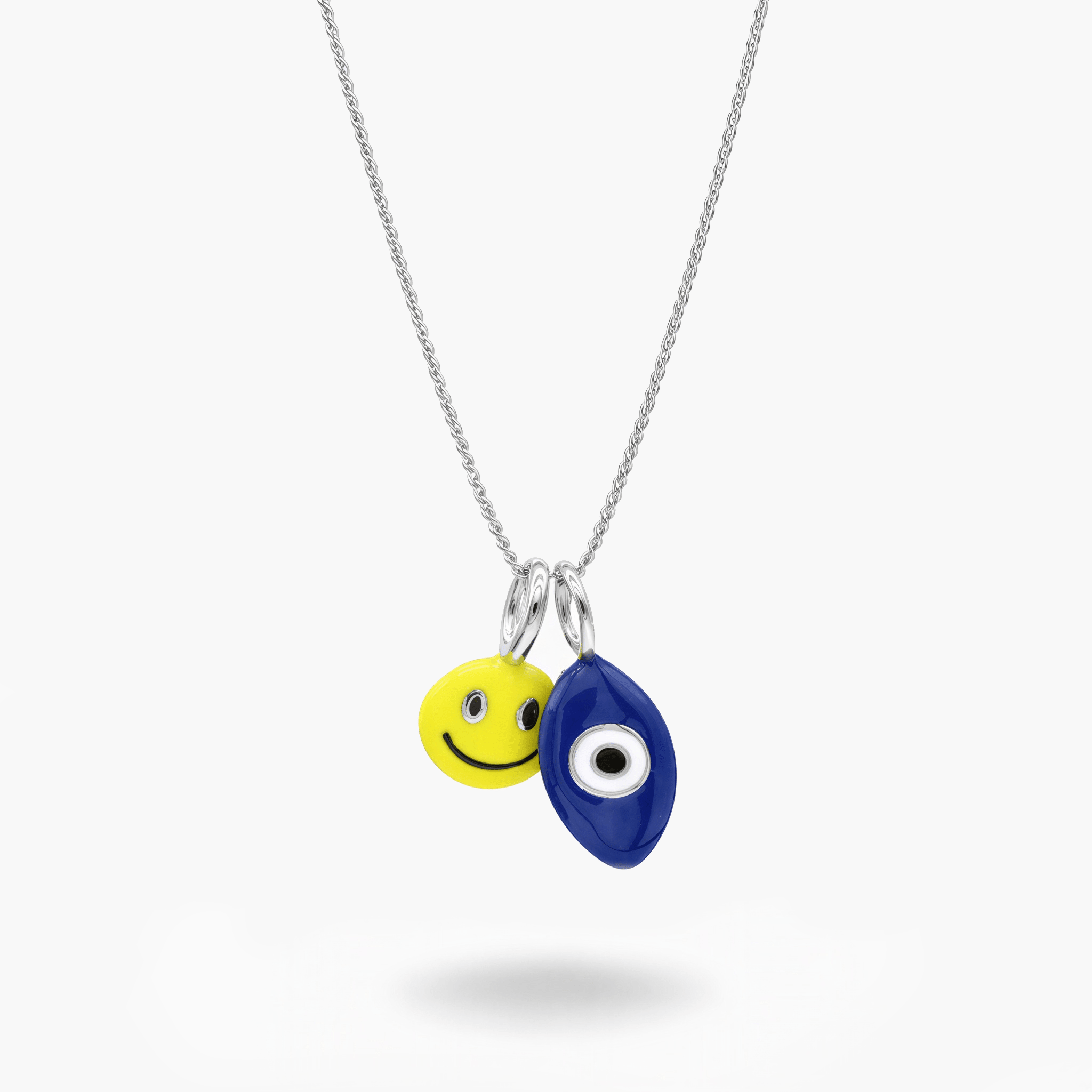 Necklace With Hand Painted Evil Eye And Smiley-Necklace-Kompsós