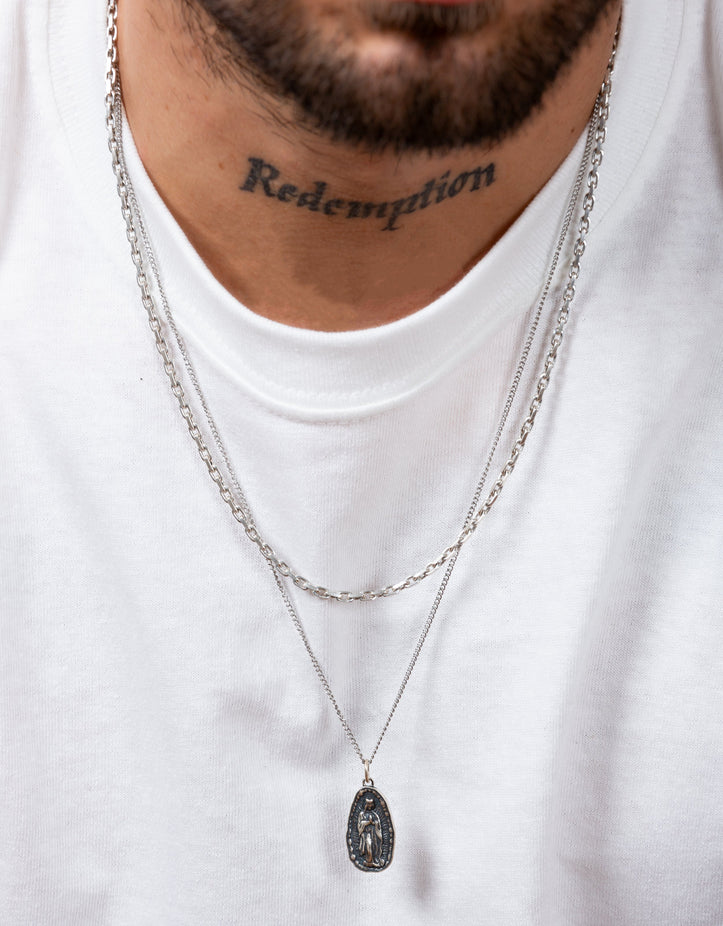 Necklace With Silver Virgin Mary Pendant-Necklace-Kompsós