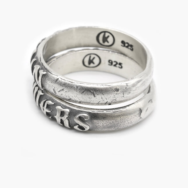 No Rain, No Flowers Double Band Sterling Silver Ring-Ring-Kompsós