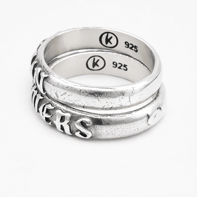 No Rain, No Flowers Double Band Sterling Silver Ring-Ring-Kompsós