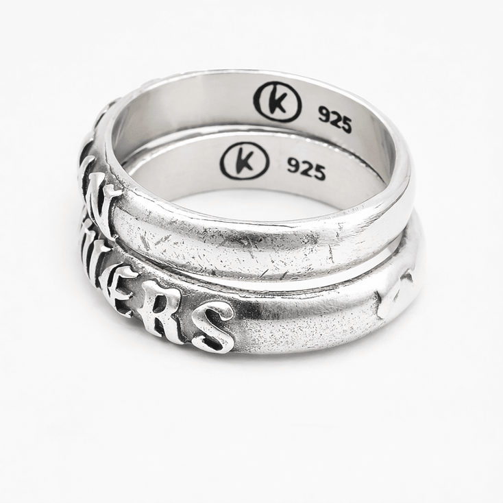 No Rain, No Flowers Double Band Sterling Silver Ring-Ring-Kompsós
