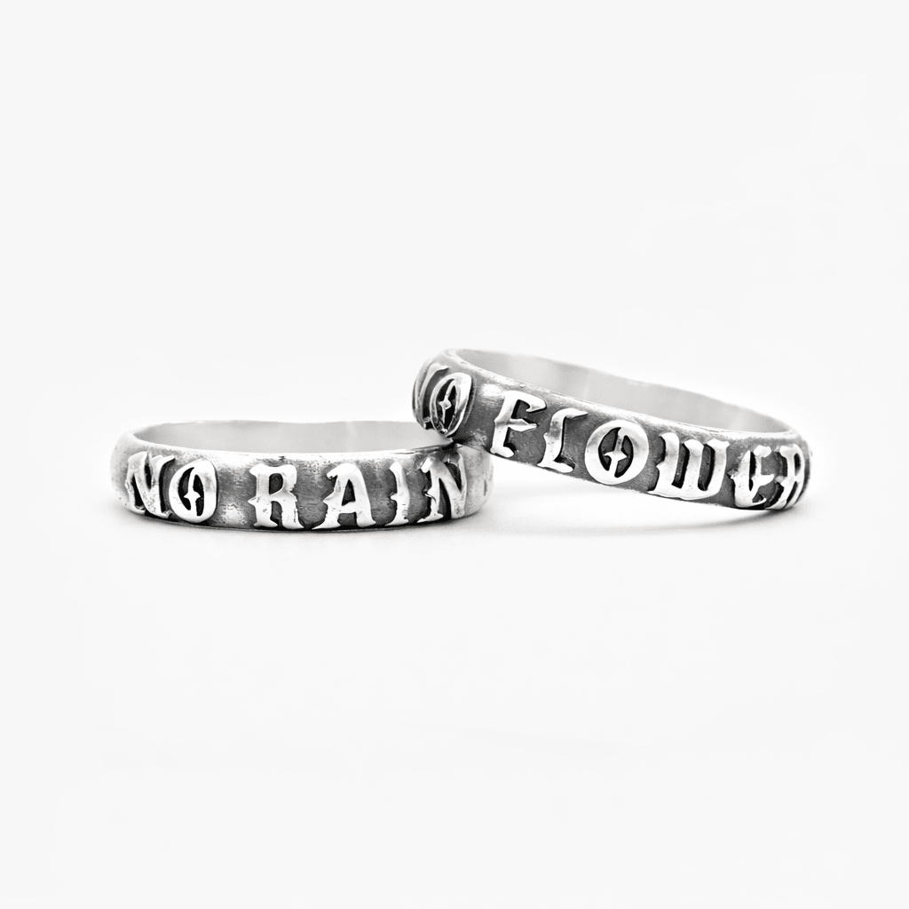 No Rain, No Flowers Double Band Sterling Silver Ring-Ring-Kompsós