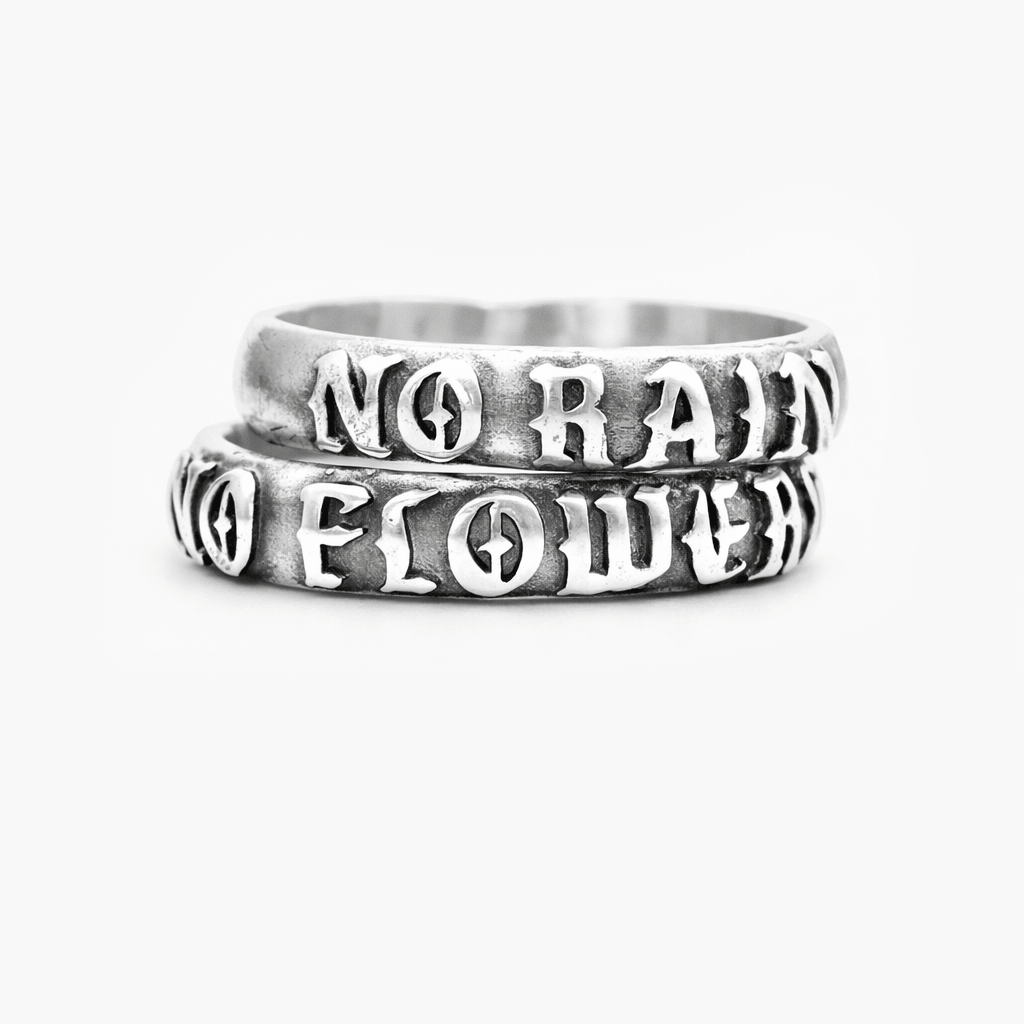 No Rain, No Flowers Double Band Sterling Silver Ring-Ring-Kompsós
