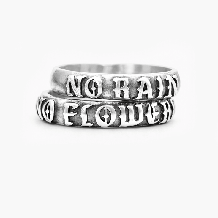 No Rain, No Flowers Double Band Sterling Silver Ring-Ring-Kompsós