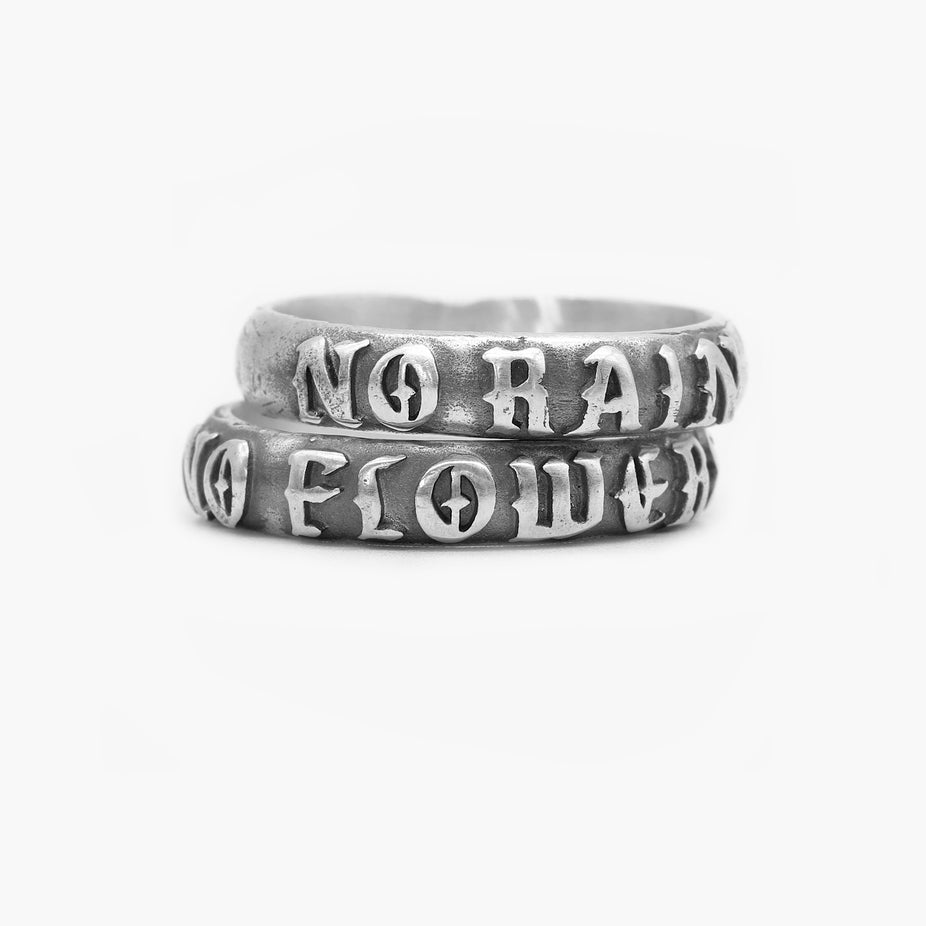 No Rain, No Flowers Double Band Sterling Silver Ring-Ring-Kompsós