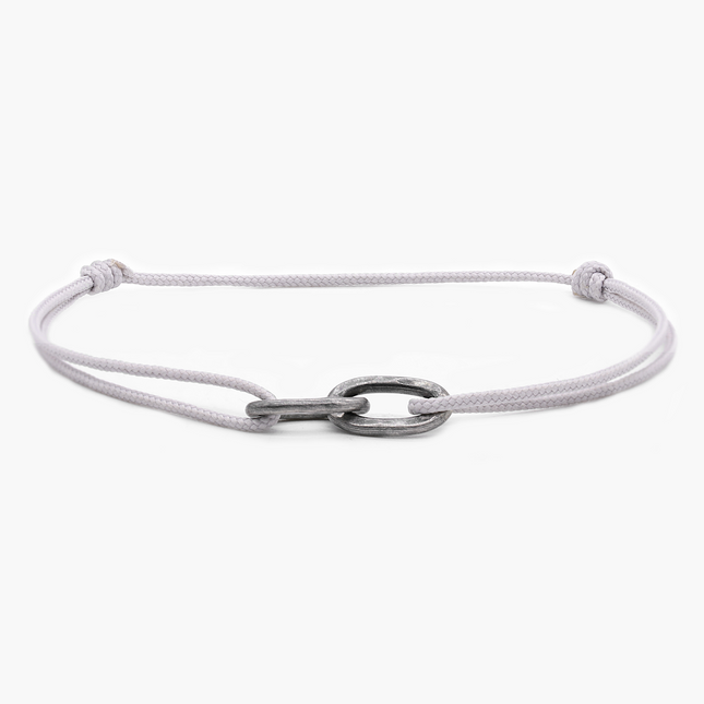 Nylon Thread With Silver Double Hoop "Indah" Bracelet (Grey)-Kompsós