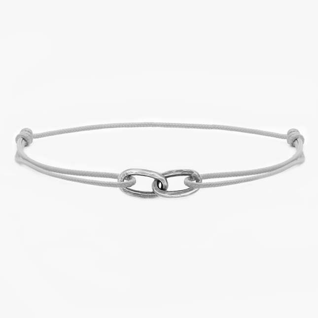 Nylon Thread With Silver Double Hoop "Indah" Bracelet (Grey)-Kompsós