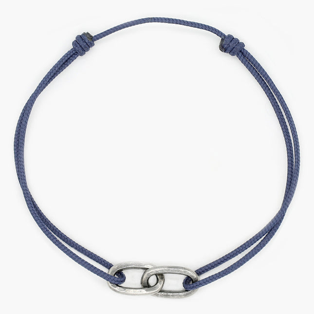 Nylon Thread With Silver Double Hoop "Indah" Bracelet (Ocean Blue)-Kompsós