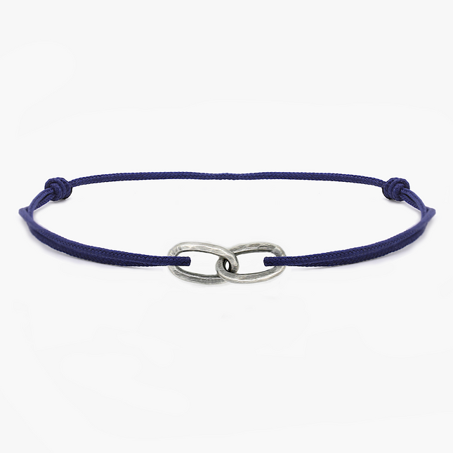 Nylon Thread With Silver Double Hoop "Indah" Bracelet (Ocean Blue)-Kompsós