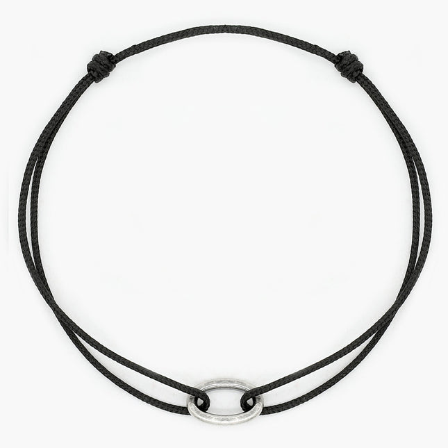Nylon Thread With Silver Hoop "Indah" Bracelet (Black)-Kompsós