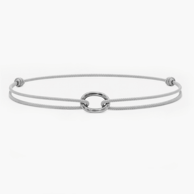 Nylon Thread With Silver Hoop "Indah" Bracelet (Grey)-Bracelet-Kompsós