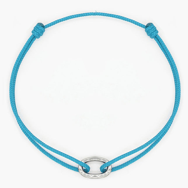 Nylon Thread With Silver Hoop "Indah" Bracelet (Light Blue)-Kompsós