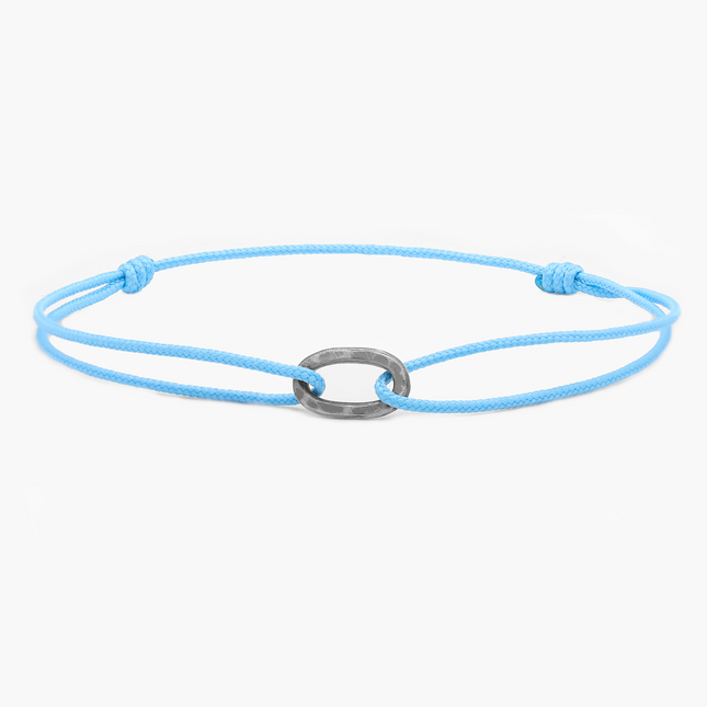 Nylon Thread With Silver Hoop "Indah" Bracelet (Light Blue)-Kompsós