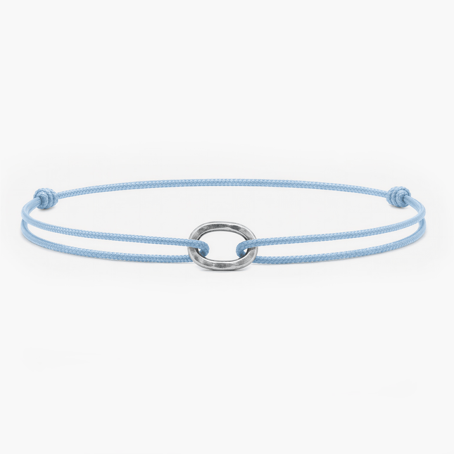 Nylon Thread With Silver Hoop "Indah" Bracelet (Light Blue)-Bracelet-Kompsós