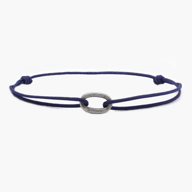 Nylon Thread With Silver Hoop "Indah" Bracelet (Ocean Blue)-Kompsós