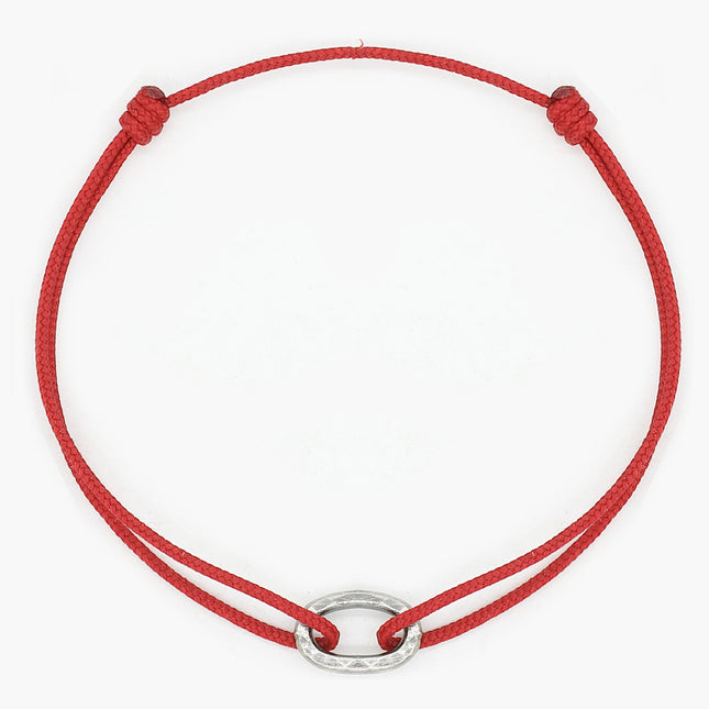 Nylon Thread With Silver Hoop "Indah" Bracelet (Red)-Kompsós