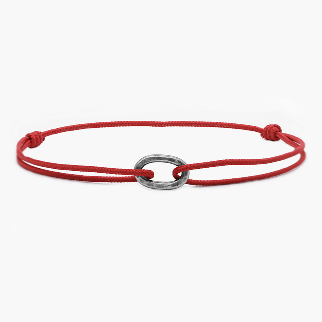 Nylon Thread With Silver Hoop "Indah" Bracelet (Red)-Kompsós