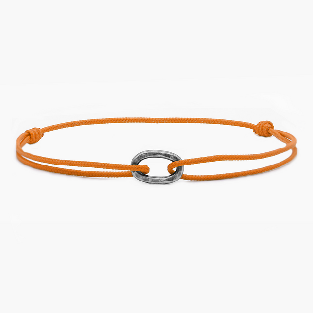 Nylon Thread With Silver Hoop "Indah" Bracelet (Tangerine)-Kompsós