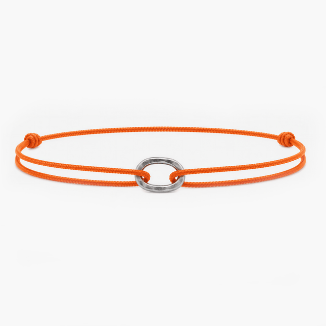 Nylon Thread With Silver Hoop "Indah" Bracelet (Tangerine)-Bracelet-Kompsós